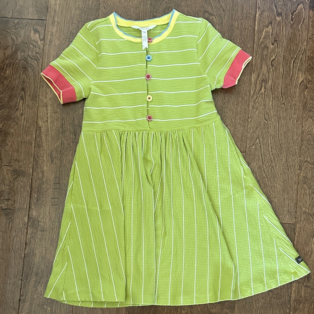 Matilda Jane Lime Striped Dress with Colorful Accents